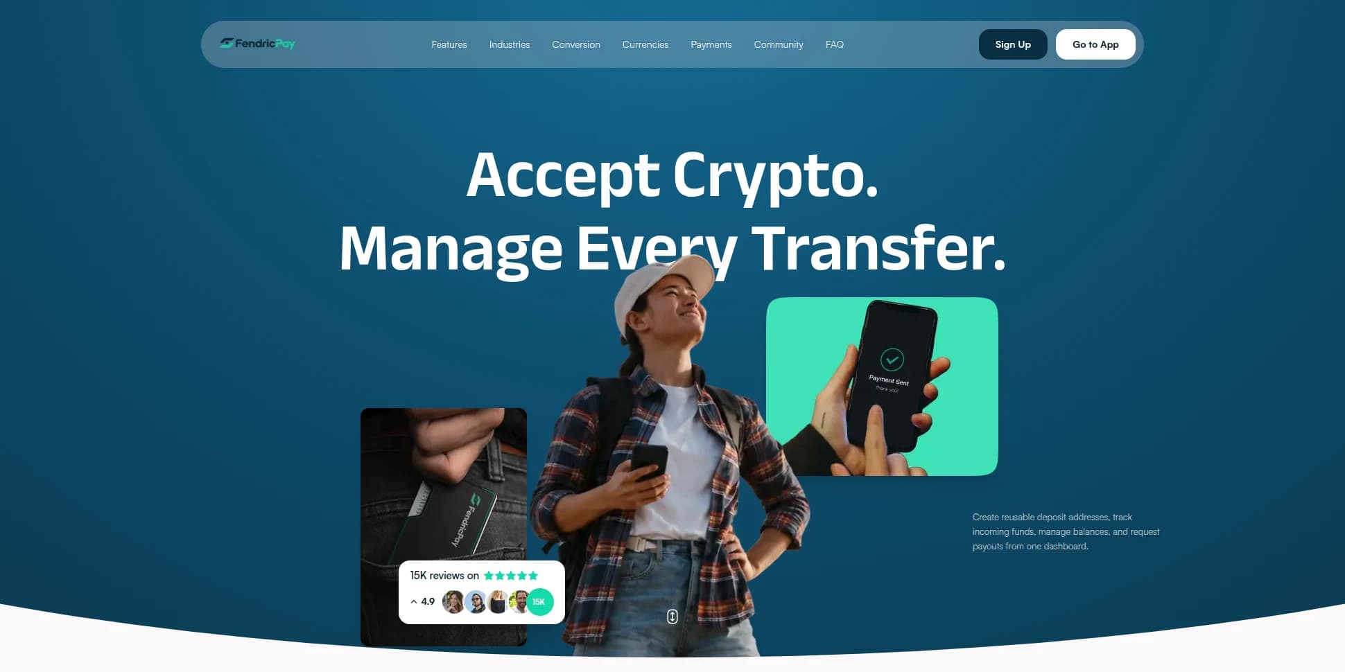FendricPay crypto payment landing page